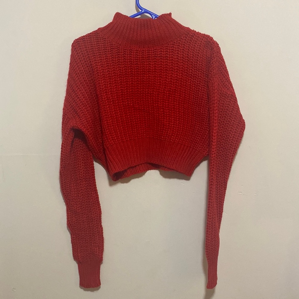 Red crop sweater